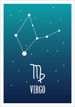 Kohopainettu postikortti - Virgo / Neitsyt