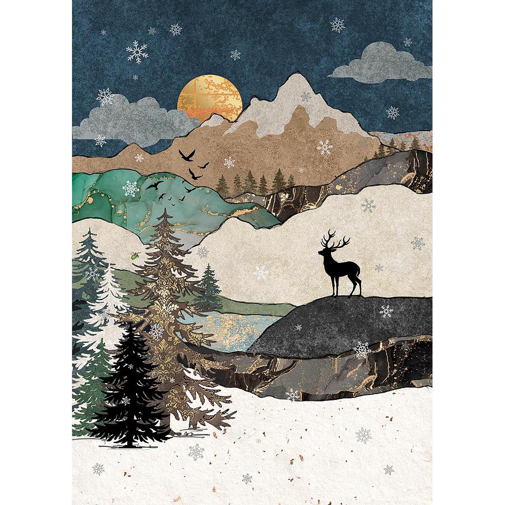 2-part card Bug Art - Deer on the mountain