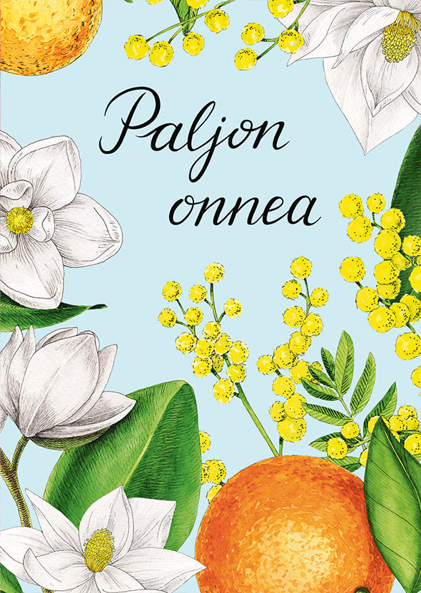 2-osainen kortti Natali Kit - Paljon onnea, kukat ja appelsiinit