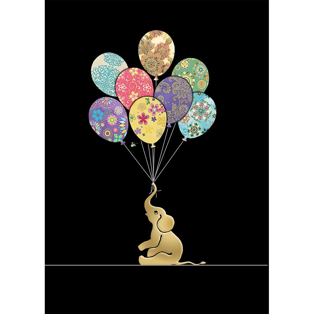 2-part card Bug Art - Elephant and balloons