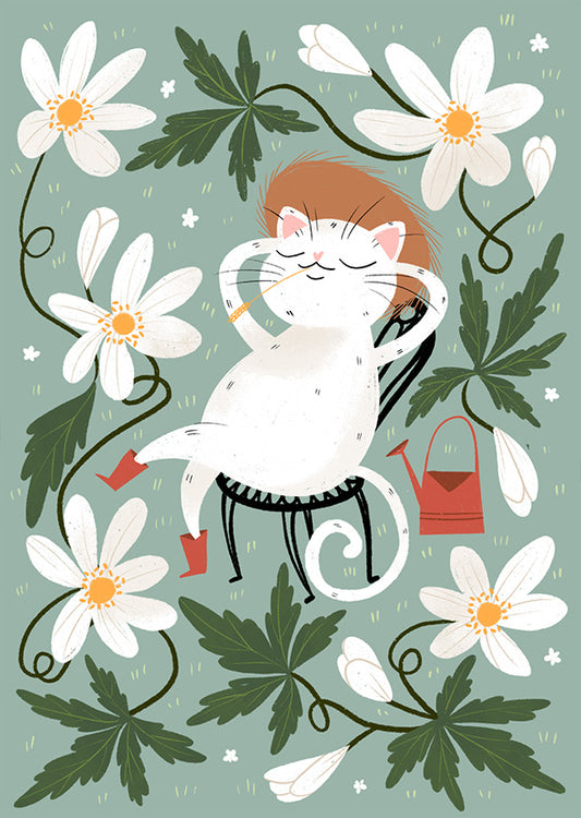 2-part card Kaisu Sandberg - Cat in a chair