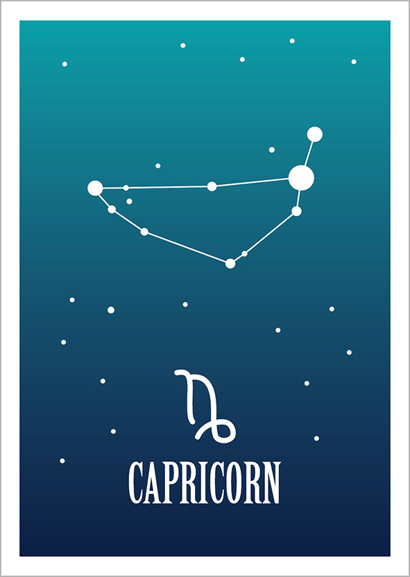 Kohopainettu postikortti - Capricorn / Kauris