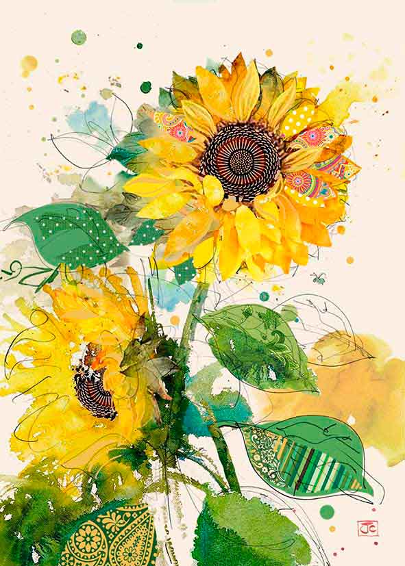 2-part card Bug Art - Sunflowers