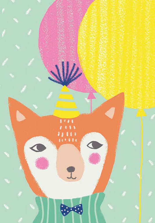 Postcard Mira Mallius-Fox and balloons