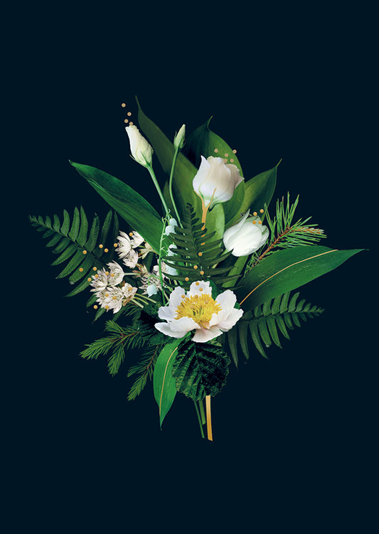 Postikortti Uhana Design - Valkoiset kukat