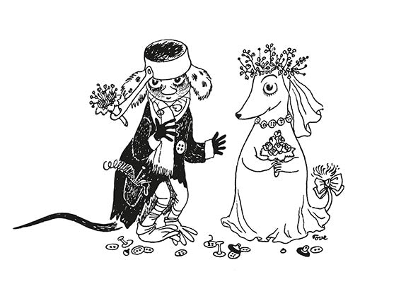 Embossed postcard Moomin - Wedding