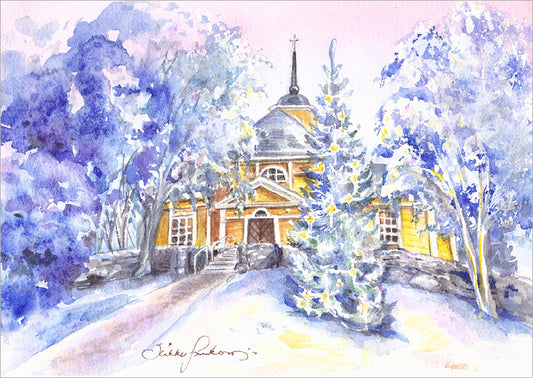 2-part Christmas card Sirkku Saukonoja - Church