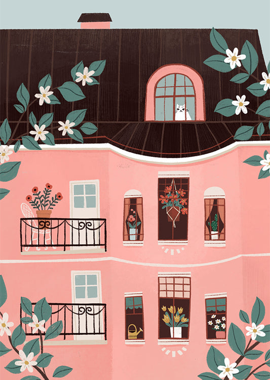 2-osainen kortti Kaisu Sandberg - Vaaleanpunainen talo