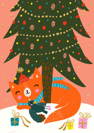 Christmas card Mira Mallius - Fox at the foot of the fir tree