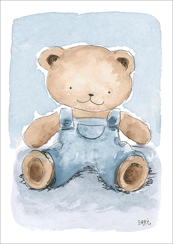 Postcard Sari's Artwork - Teddy bear, blue