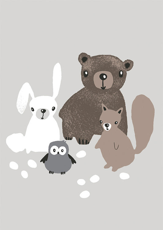 Postcard Pentik - Metsänväki, bear and guy