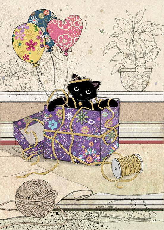 2-osainen kortti Bug Art - Kissa ja lahja