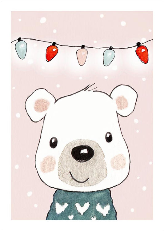 Christmas card Henna Adel - Teddy bear and Christmas lights