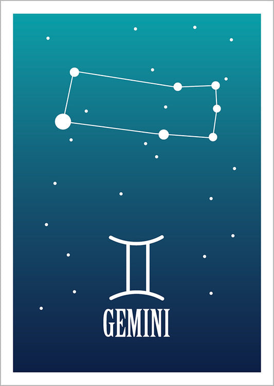 Kohopainettu postikortti - Gemini / Kaksonen