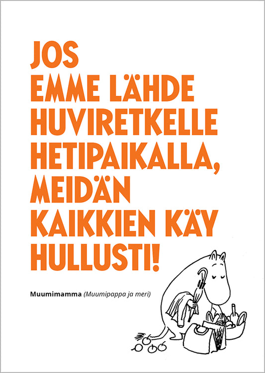 Postcard letterpress Moomin - Huviretki