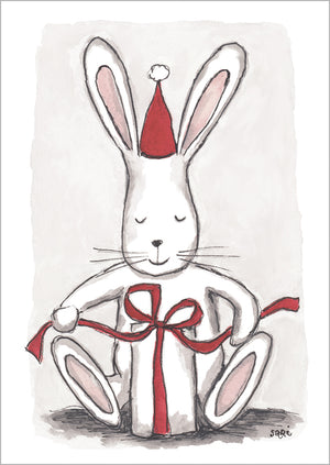 Christmas card Sari's Artwork - Bunny and package