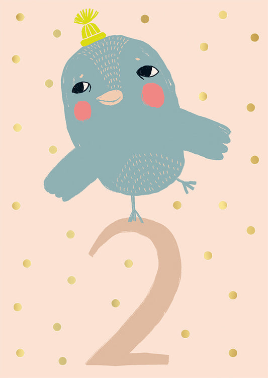 Postcard Mira Mallius - 2-y. birthday card Bird