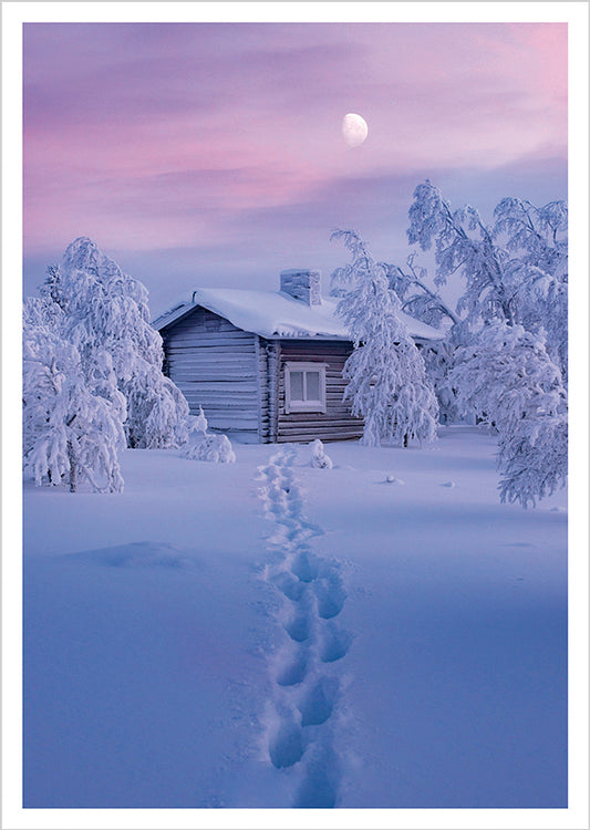 Postcard Konsta Punkka - Cottage in the snow