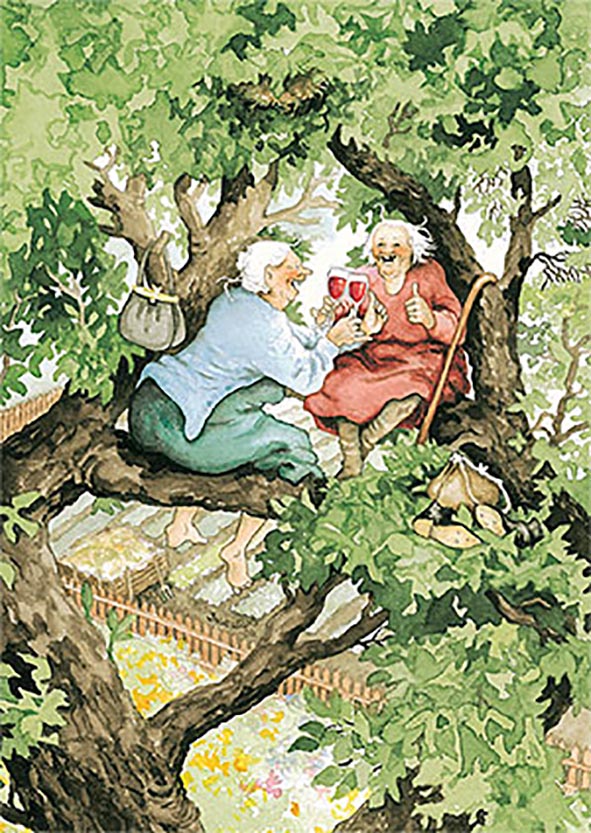 Inge Löök postcard - Grandmothers in the tree