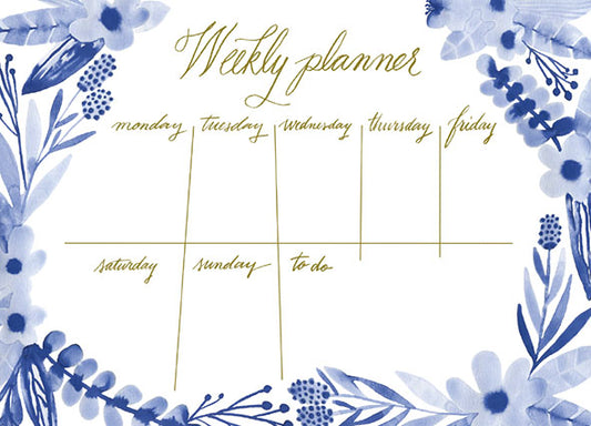 Weekly planner A4 Pia Ettala - Blue flowers