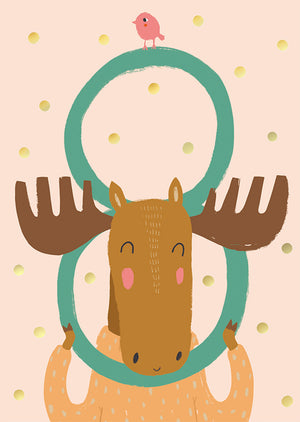 Postikortti Mira Mallius - 8-v. ikävuosikortti Hirvi