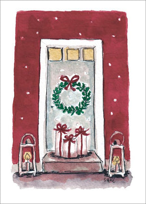 2-part Christmas card Sari's Artwork - Red door