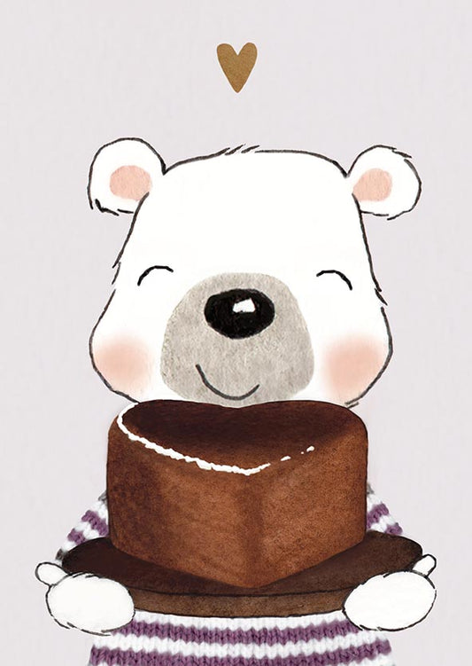 Postcard Henna Adel - Bear and cake
