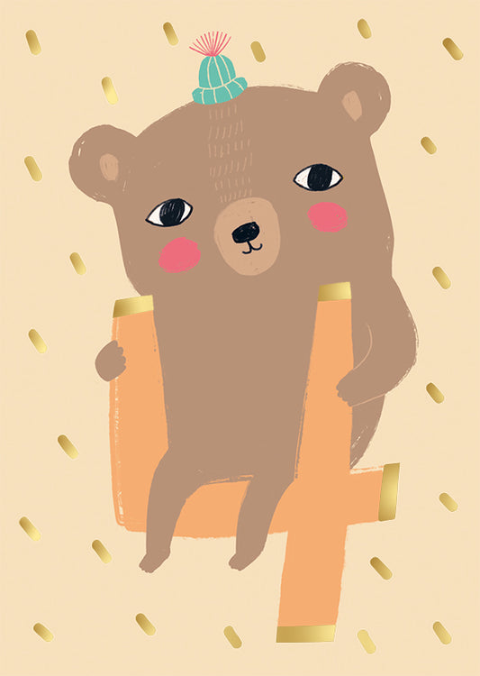 Postcard Mira Mallius - 4-y. birthday card Bear