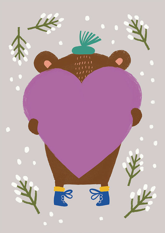 2-part card Mira Mallius - Winter bear and heart