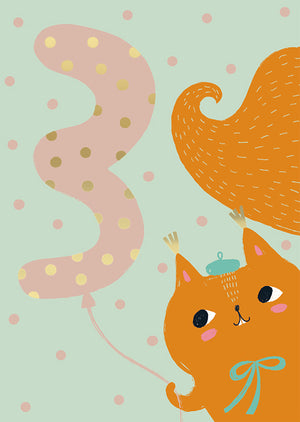 Postikortti Mira Mallius - 3-v. ikävuosikortti Orava