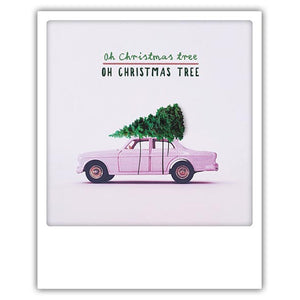 Christmas card Pickmotion - Oh christmas tree, car and fir tree