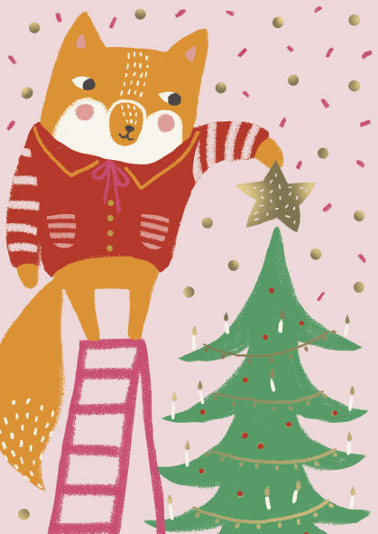 Christmas card Mira Mallius - Fox and fir tree