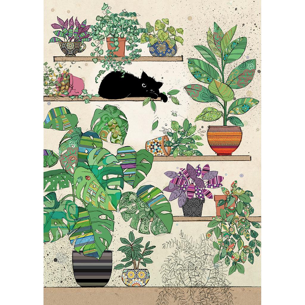 2-part card Bug Art - Cat and green plants