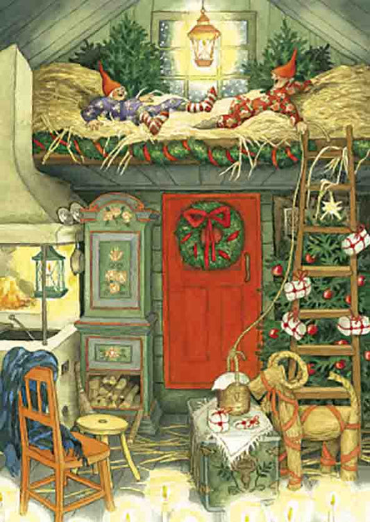 Inge Löök Christmas card - Grandmothers in a Christmas cabin