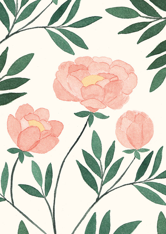 2-part card Polka Paper - Peonies