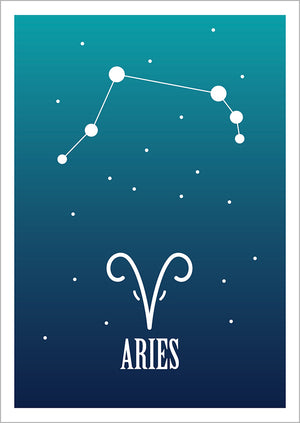 Kohopainettu postikortti - Aries / Oinas