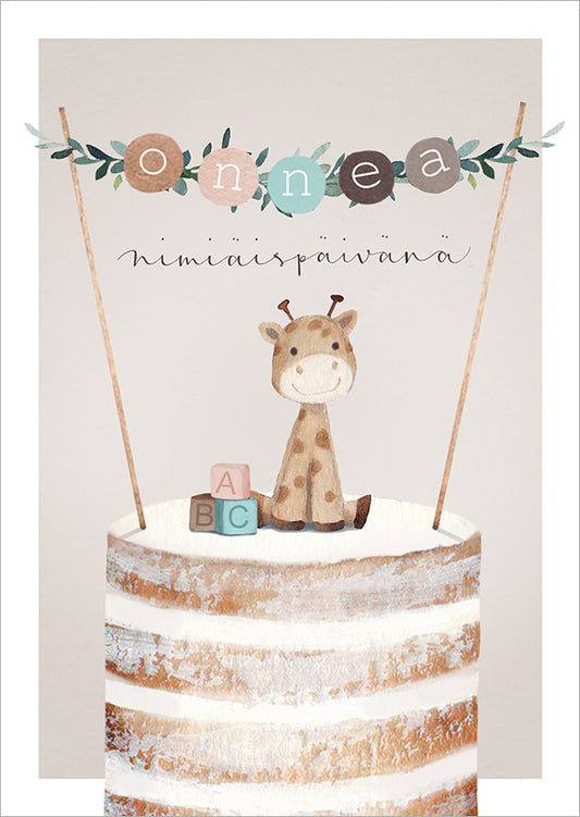 2-part card Henna Adel - Names, cake and giraffe