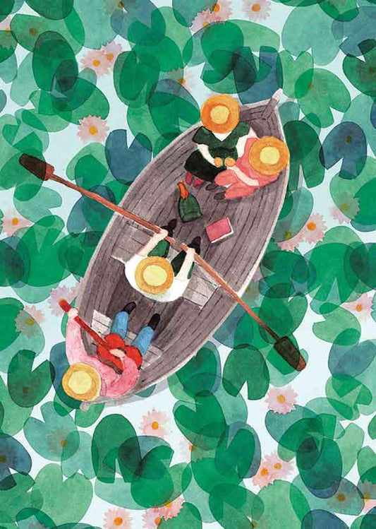 Postcard Polka Paper - Boat and water lilies