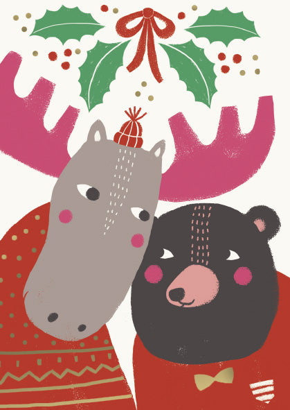 Christmas card Mira Mallius - Deer and bear