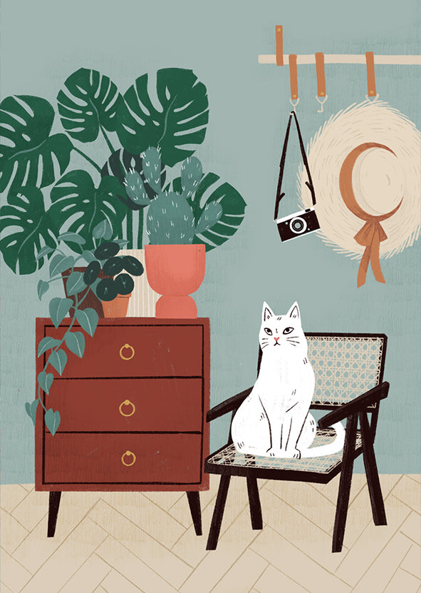 2-part card Kaisu Sandberg - Cat on a chair