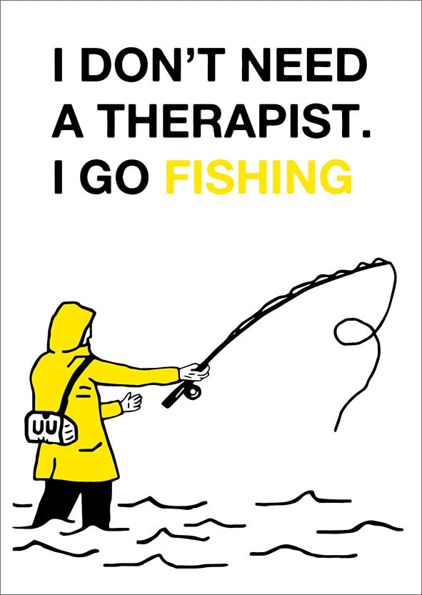 Kohopainettu postikortti Therapist - Fishing