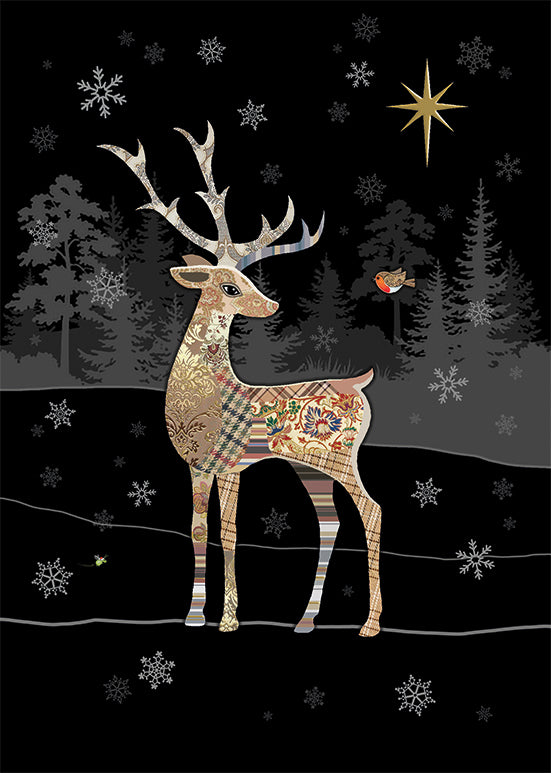 2-part card Bug Art - Reindeer and robin