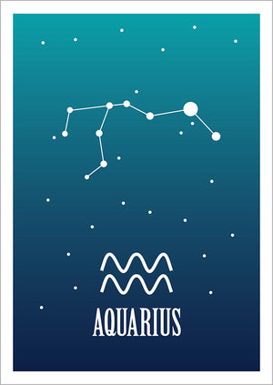 Kohopainettu postikortti - Aquarius / Vesimies