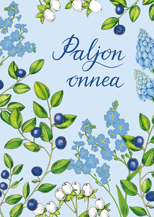 2-osainen kortti Natali Kit - Siniset kukat, Paljon onnea