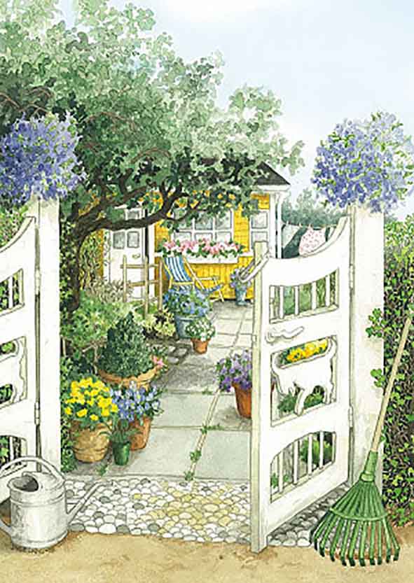 Inge Löök postcard - Garden cottage