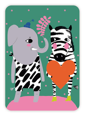 Postikortti Mira Mallius - Norsu ja seepra