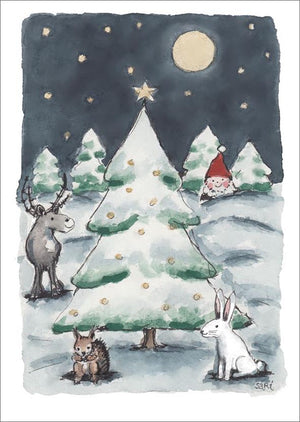 2-part Christmas card Sari's Artwork - Forest animals