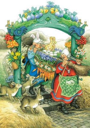 Inge Löök postcard - Grandmas and Easter bunnies