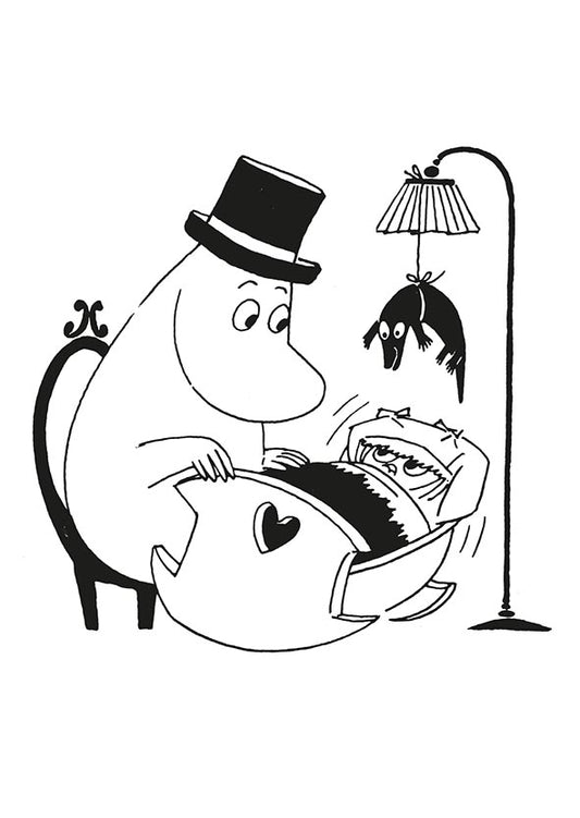 Postcard letterpress Moomin - Cradle