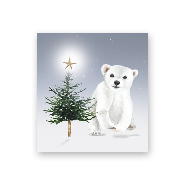 Joulupakettikortti Henna Adel - Jääkarhu ja kuusi